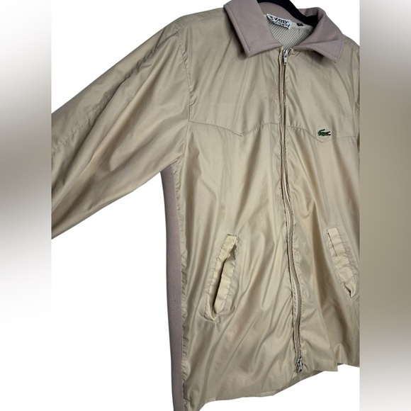 VTG 80s Lacoste Izod Performance Golf Full Zip Beige Tan Jacket Size Medium Mens - Picture 3 of 13